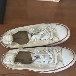 Worn Converse Slip Ons White